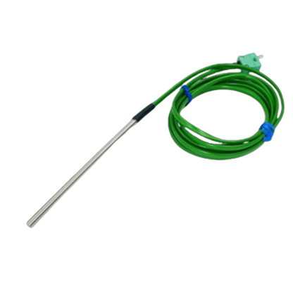 Une Sonde de température à usage général verte diamètre 4,8 mm pour applications industrielles par Thermomètre.fr sur fond blanc.